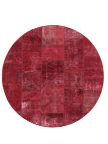 Patchwork Rug Ø 200 Round Dark Red Wool, Persia/Iran Carpetvista