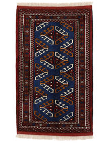 Tapis Turkaman 60X98 Noir/Rouge Foncé (Laine, Perse/Iran)