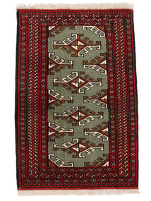  58X88 Turkaman Vloerkleed Zwart/Donkerrood Perzië/Iran Carpetvista