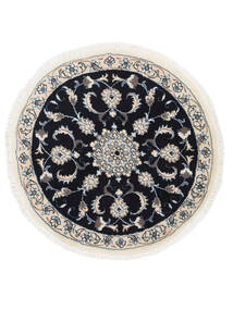  Ø 100 Dywan Orientalny Nain Okrągły Czarny/Beżowy (Wełna, Persja/Iran) Carpetvista