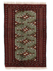 絨毯 トルクメン 60X90 ブラック/ダークグリーン (ウール, ペルシャ/イラン)