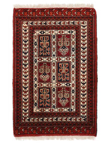  67X101 Turkaman Vloerkleed Zwart/Donkerrood Perzië/Iran Carpetvista