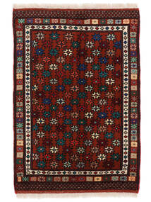  Orientalischer Turkaman Teppich 63X90 Schwarz/Dunkelrot Wolle, Persien/Iran Carpetvista