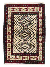 63X87 絨毯 バルーチ オリエンタル ブラック/ベージュ (ウール, ペルシャ/イラン) Carpetvista