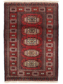 63X90 Turkaman Vloerkleed Oosters Donkerrood/Zwart (Wol, Perzië/Iran) Carpetvista