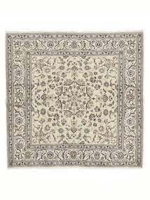 絨毯 ペルシャ ナイン 194X197 正方形 ホワイト/茶色 (ウール, ペルシャ/イラン)