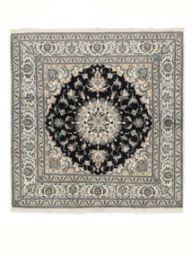 195X200 Nain Rug Oriental Square White/Black (Wool, Persia/Iran) Carpetvista