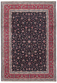 252X373 Tapis D'orient Kashan Fine Noir/Rouge Foncé Grand (Laine, Perse/Iran)