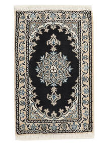 絨毯 ペルシャ ナイン 40X60 ブラック/ベージュ (ウール, ペルシャ/イラン)