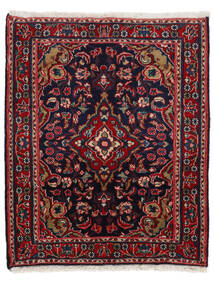 絨毯 ハマダン シャフバフ 77X94 黒/深紅色の (ウール, ペルシャ/イラン)