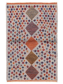 絨毯 Moroccan Berber - Afghanistan 89X138 茶色/ダークピンク (ウール, アフガニスタン)
