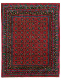  Afghan Fine Tapis 199X252 De Laine Noir/Rouge Foncé Carpetvista