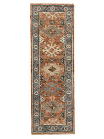 80X239 絨毯 カザック インド オリエンタル 廊下 カーペット 茶色/ブラック (ウール, インド) Carpetvista
