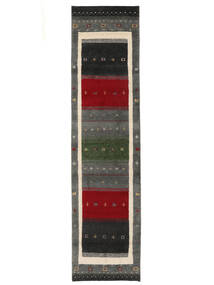 80X350 Tapis Gabbeh Indo Fine Moderne De Couloir Noir/Rouge Foncé (Laine, Inde) Carpetvista