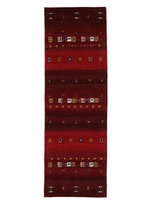 Tapete Gabbeh Indo Fine 80X250 Passadeira Preto/Vermelho Escuro (Lã, Índia)