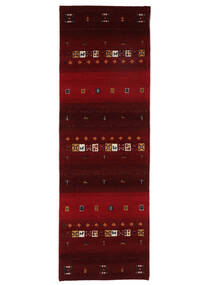 絨毯 ギャッベ インド Fine 80X250 廊下 カーペット ブラック/ダークレッド (ウール, インド)