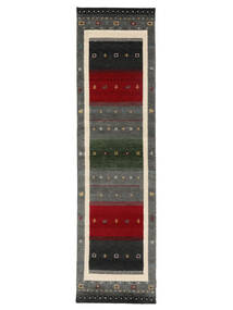 80X300 Tapis Gabbeh Indo Fine Moderne De Couloir Noir/Rouge Foncé (Laine, Inde) Carpetvista
