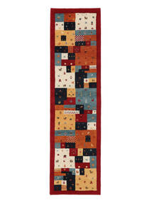 80X300 Gabbeh Indisch Fine Teppich Moderner Läufer Dunkelrot/Schwarz (Wolle, Indien) Carpetvista