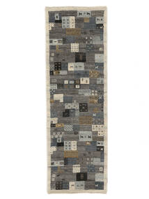 80X250 絨毯 ギャッベ インド Fine モダン 廊下 カーペット ブラック/ダークイエロー (ウール, インド) Carpetvista
