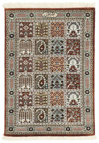 絨毯 クム シルク 52X73 茶色/ブラック (絹, ペルシャ/イラン)