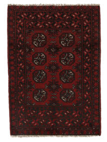  Afghan Fine Tapis 77X114 De Laine Noir/Rouge Foncé Petit Carpetvista