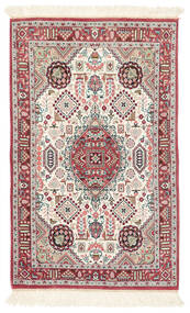 絨毯 オリエンタル クム シルク 60X96 ベージュ/ダークレッド (絹, ペルシャ/イラン)