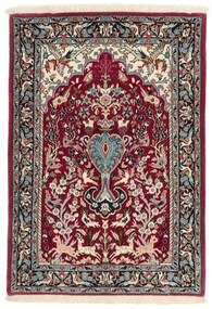 絨毯 ペルシャ イスファハン 絹の縦糸 73X100 ダークレッド/ブラック ( ペルシャ/イラン)