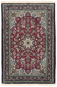 絨毯 オリエンタル イスファハン 絹の縦糸 68X103 ブラック/ダークグレー (ウール, ペルシャ/イラン)