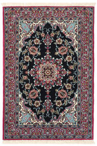 絨毯 オリエンタル イスファハン 絹の縦糸 68X103 ブラック/ダークグレー ( ペルシャ/イラン)
