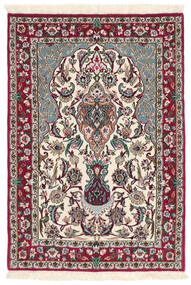  Persischer Isfahan Seidenkette Teppich 71X105 Dunkelrot/Beige ( Persien/Iran)