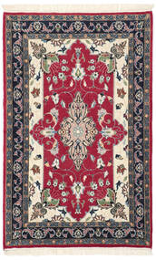  Persischer Isfahan Seidenkette Teppich 70X107 Dunkelrot/Schwarz ( Persien/Iran)