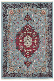 80X117 円形 小 イスファハン 絹の縦糸 絨毯 ウール