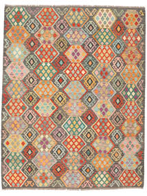  Kelim Afghan Old Style Vloerkleed 194X247 Bruin/Groen Carpetvista