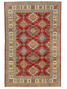  Orientalsk Kazak Fine Tæppe 198X303 Mørkerød/Grøn Uld, Afghanistan Carpetvista