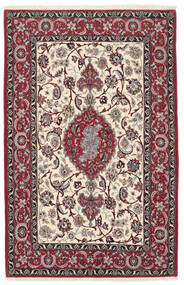 絨毯 イスファハン 絹の縦糸 113X177 ダークレッド/ベージュ ( ペルシャ/イラン)