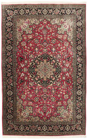 133X208 絨毯 クム シルク オリエンタル ブラック/ダークレッド (絹, ペルシャ/イラン)