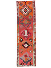  Orientalsk Kelim Vintage Tyrkiet Tæppe 93X321Løber Mørkerød/Rød Uld, Tyrkiet Carpetvista