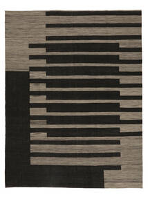 307X396 Tapis Kilim Moderne Moderne Noir/Marron Grand (Laine, Afghanistan) Carpetvista