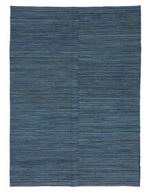  Kilim Moderno Tapete 160X223 Lã Azul Escuro/Preto Carpetvista