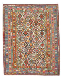  Orientalischer Kelim Afghan Old Stil Teppich 320X397 Braun/Dunkelrot Großer Wolle, Afghanistan Carpetvista