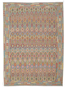  Kelim Afghan Old Style Vloerkleed 356X492 Wol Bruin/Donker Geel Groot Carpetvista