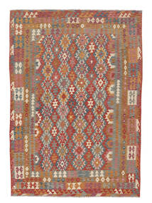 Kelim Afghan Old Style Matta 236X343 Brun/Mörkröd Ull, Afghanistan Carpetvista