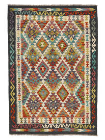 153X191 Kilim Afghan Old Style Rug Oriental Black/Brown (Wool, Afghanistan) Carpetvista