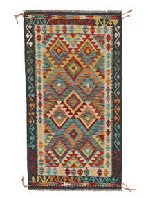 106X195 Kilim Afghan Old Style Rug Oriental Black/Dark Green (Wool, Afghanistan) Carpetvista