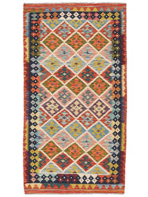 103X192 Kelim Afghan Old Style Teppe Oransje/Svart Afghanistan Carpetvista