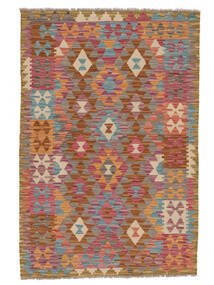  102X151 Kelim Afghan Old Style Matot Matto Ruskea/Tummanpunainen Afganistan Carpetvista