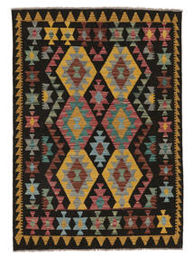  103X149 Kelim Afghan Old Style Vloerkleed Zwart/Bruin Afghanistan Carpetvista