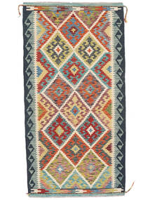  Kelim Afghan Old Style Teppe 99X193 Svart/Oransje Carpetvista