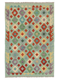  Kelim Afghan Old Style Matot 98X148 Villamatto Vihreä/Tummanpunainen Pieni Matto Carpetvista