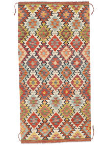  101X200 Kelim Afghan Old Stil Teppich Grün/Orange Afghanistan Carpetvista